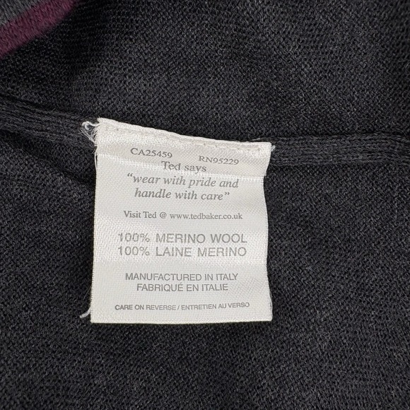 Ted Baker V Neck Wool Sweater Italy Men's Lg (Baker Sz 4) *FLAW* - Picture 4 of 7